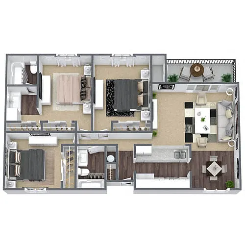 Floor plan C1: 3 Bed 2 Bath