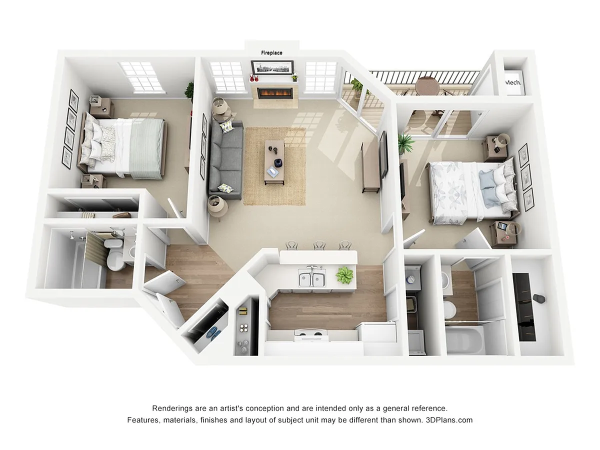 Floor plan Two bedroom/Two bath