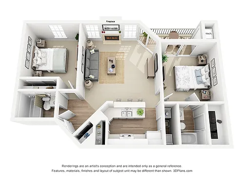 Floor plan Two bedroom/Two bath