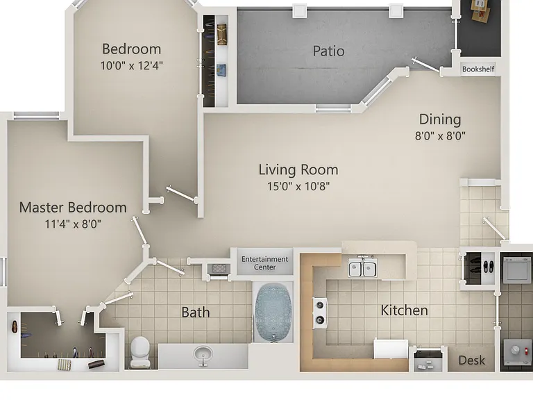 The Ravinia - The Riverton - 1 Beds - 1 Baths - 1002 Sq. ft.
