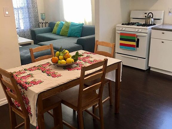 In kitchen dining area.