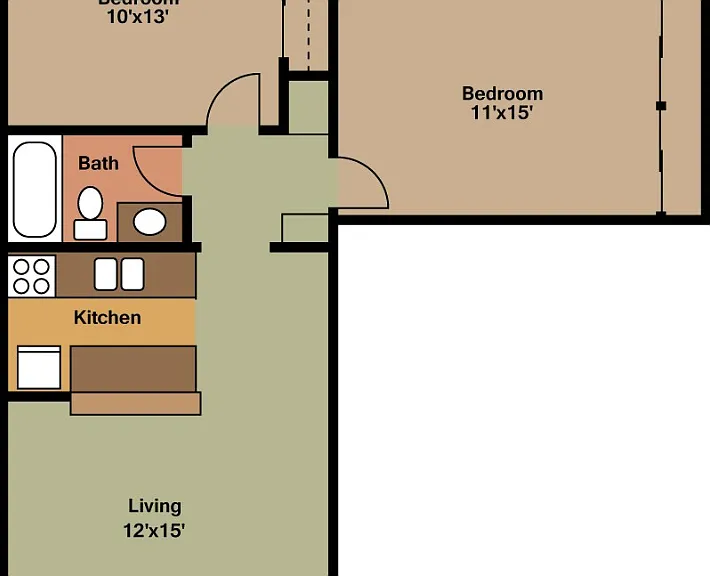 2bed/1bath Plan B 750 sq ft