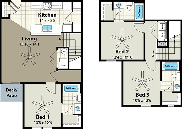 Floor plan 3 Bdrm Townhome