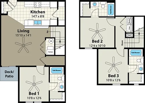 Floor plan 3 Bdrm Townhome