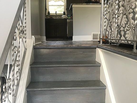 Stairs leading to kitchen