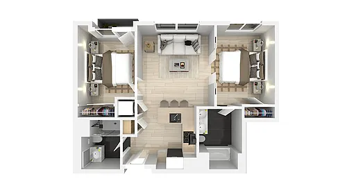 Floor plan Two Bedroom Two Bath A