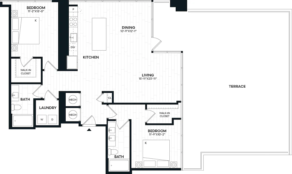 Floor plan 2 Bed/2 Bath-2S ALT
