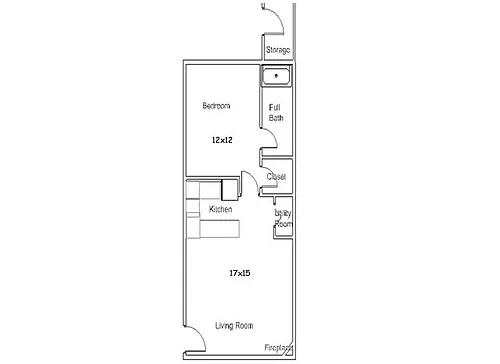 Floor plan 1 Bedroom 1 Bath Flat- 648