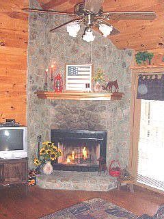 Stone fireplace in great room