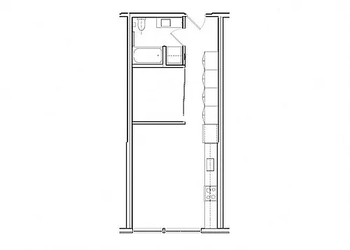 Floor plan Open 1 Bed, 1 Bath O1