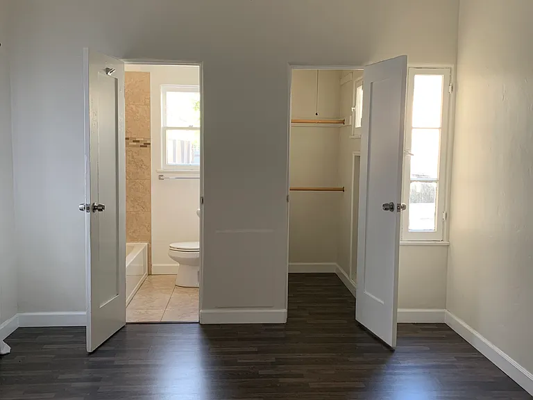 Bedroom closet and bathroom