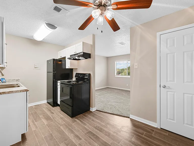 Updated kitchen with black appliances