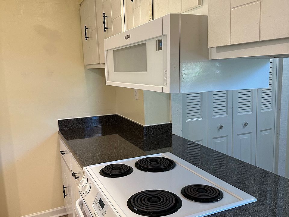 Electric range in kitchen