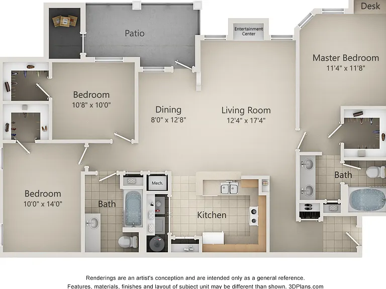 The Ravinia - The Chastain - 2 Beds - 2 Baths - 1341 Sq. ft.