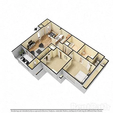 Floor plan 2 Bedroom, 2 Bath