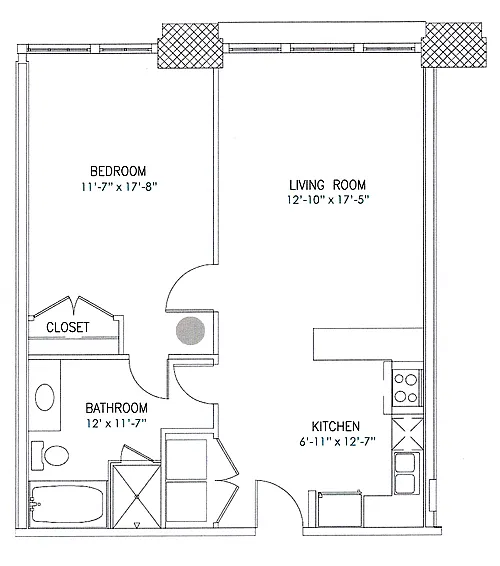 Floor plan 1 Bedroom, 1 Bathroom