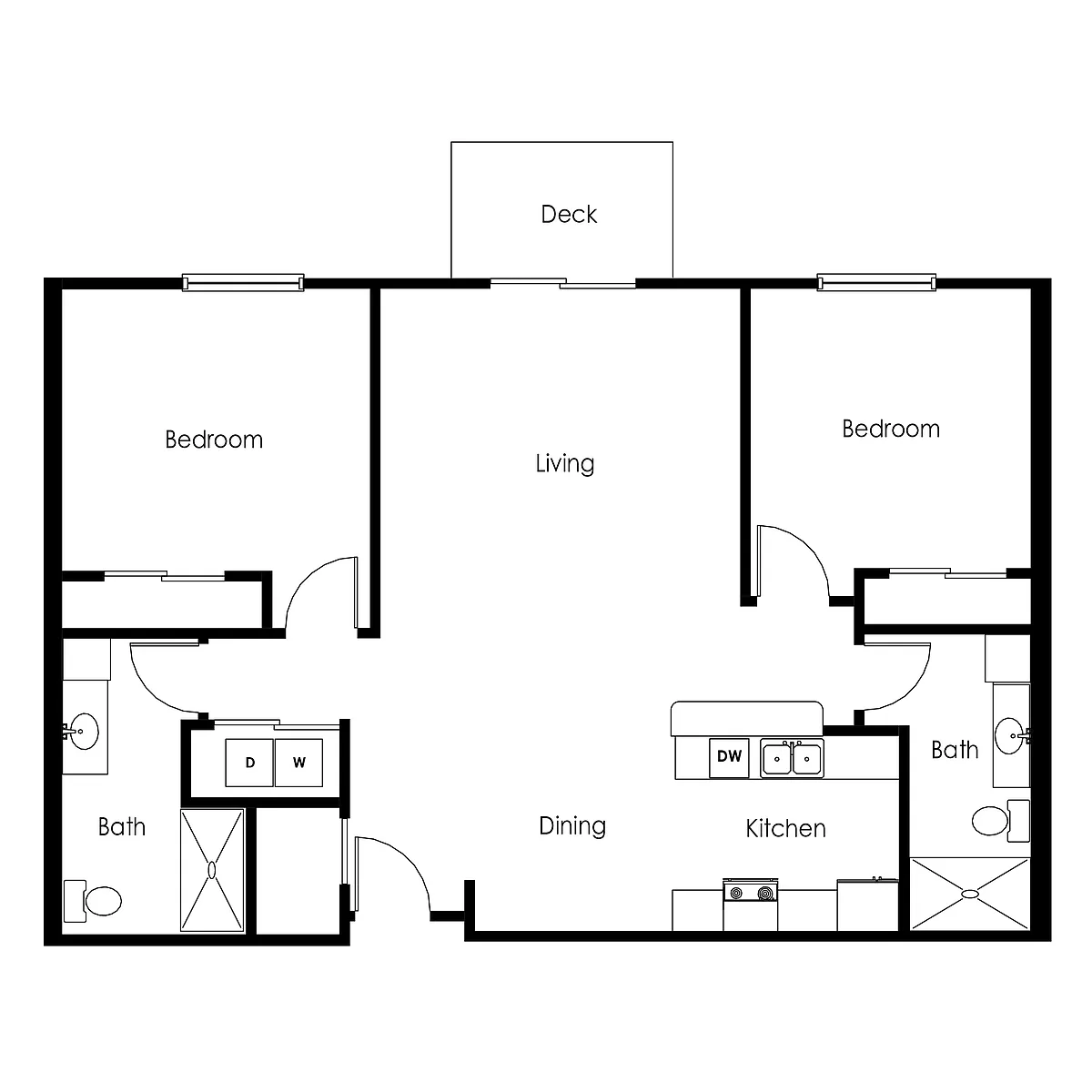 Floor plan 2 Bed 2 Bath | 1170sf