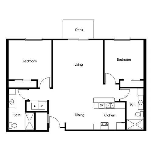 Floor plan 2 Bed 2 Bath | 1170sf