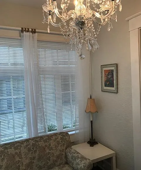 Florida Sun room, new blinds and draperies