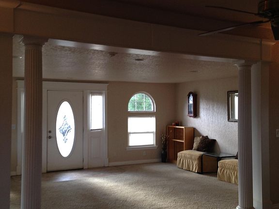 Living room with arched windows