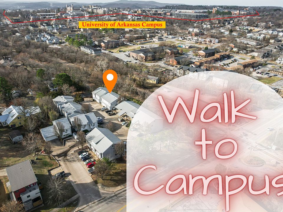 Walk to the University of Arkansas' campus down Adams Street and the Frisco Trail!
