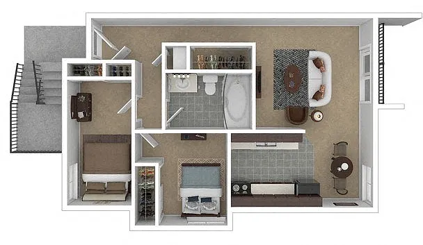 Floor plan 2 Bedroom 1 Bath