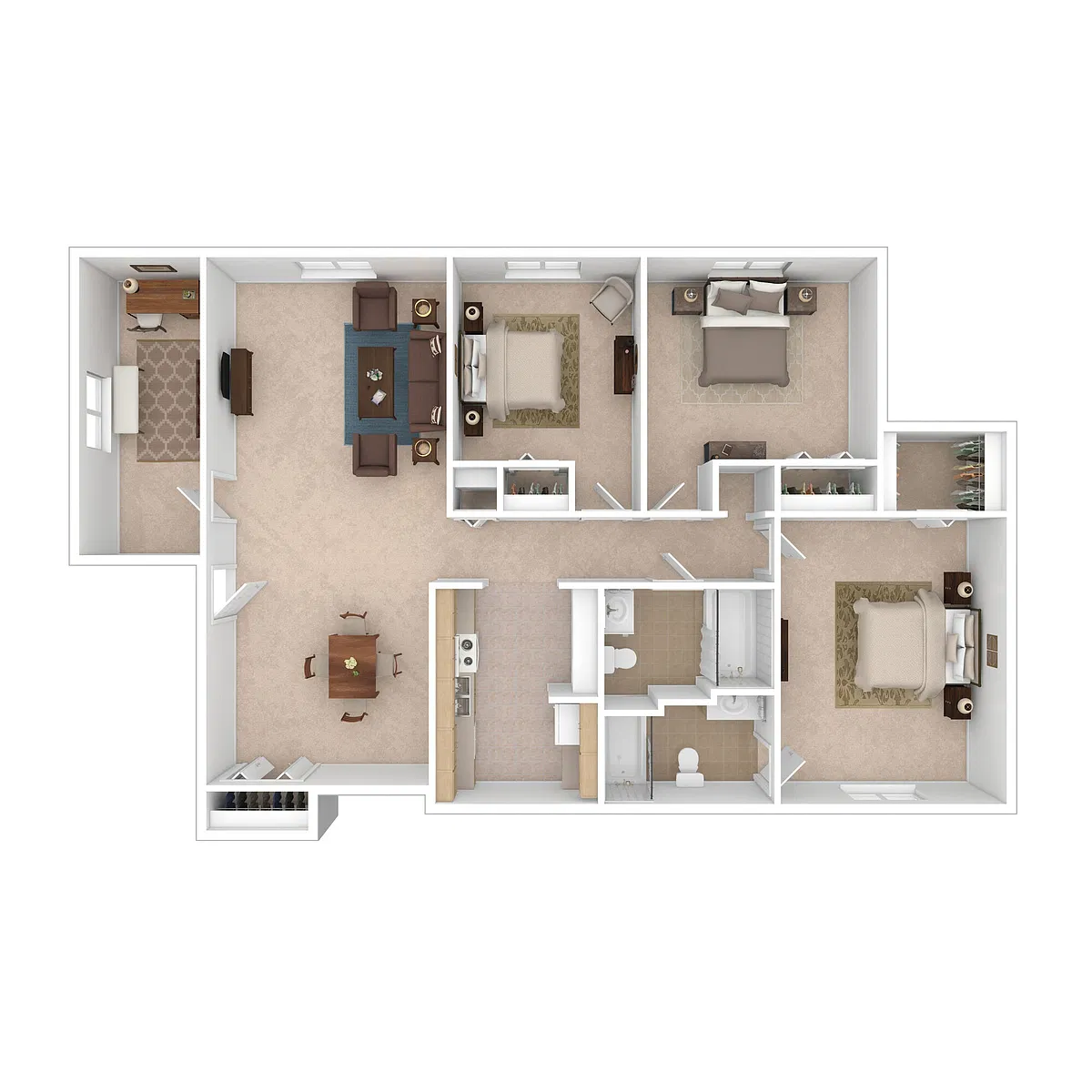 Floor plan Three Bedroom with Den