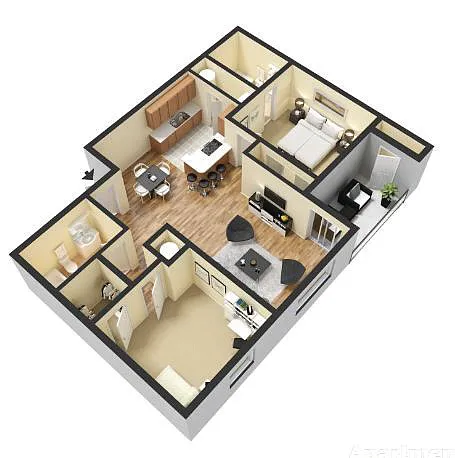 Floor plan 2 Bedroom 2 Bath