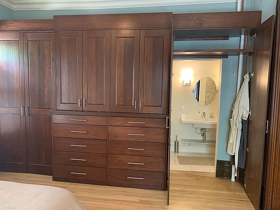 Bedroom #1 built-ins and bathroom entrance