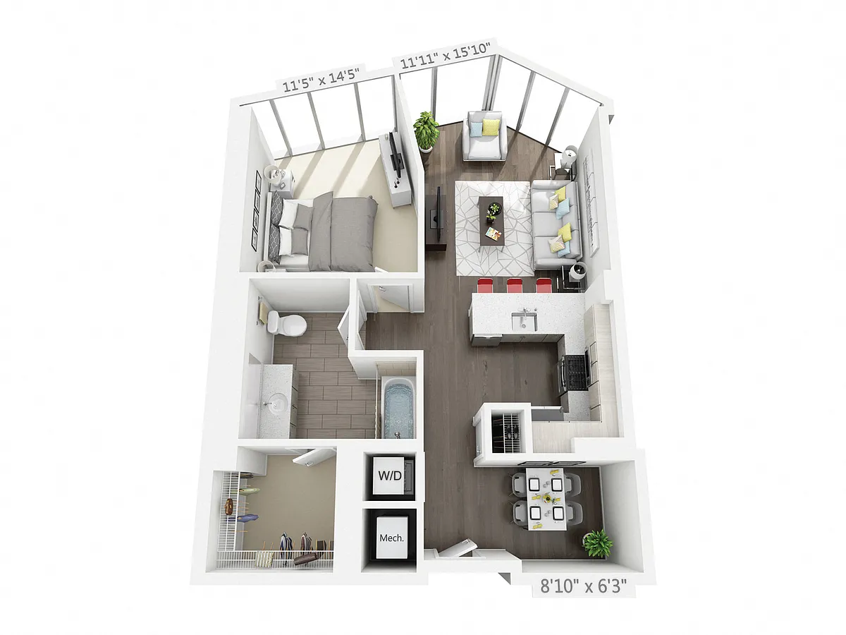 Floor plan 1 BEDROOM 1 BATH B5