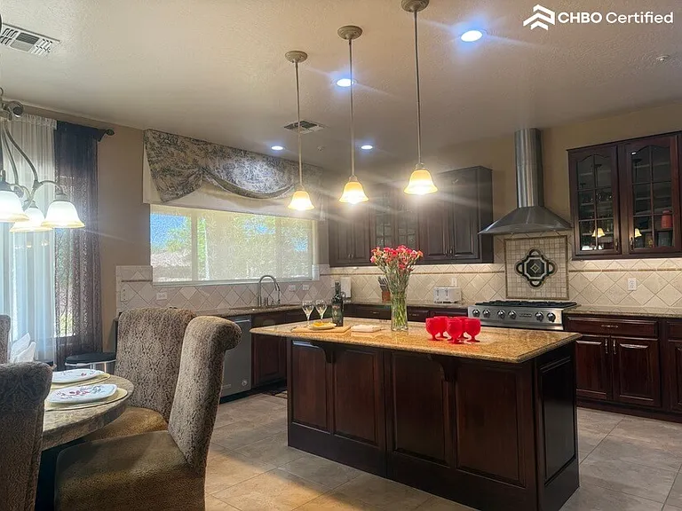 Kitchen with large middle island