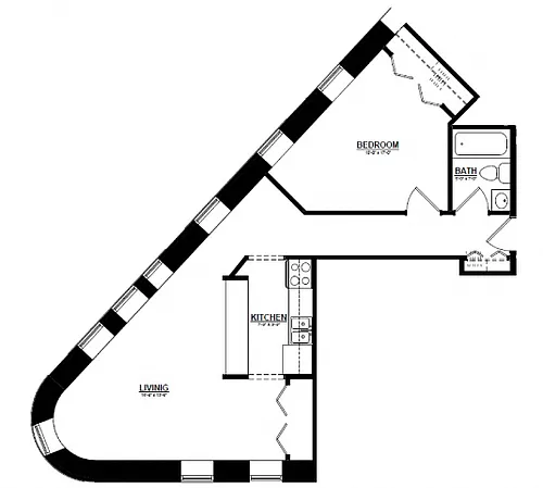 Floor plan The Argyle on Mass Ave One Bedroom L