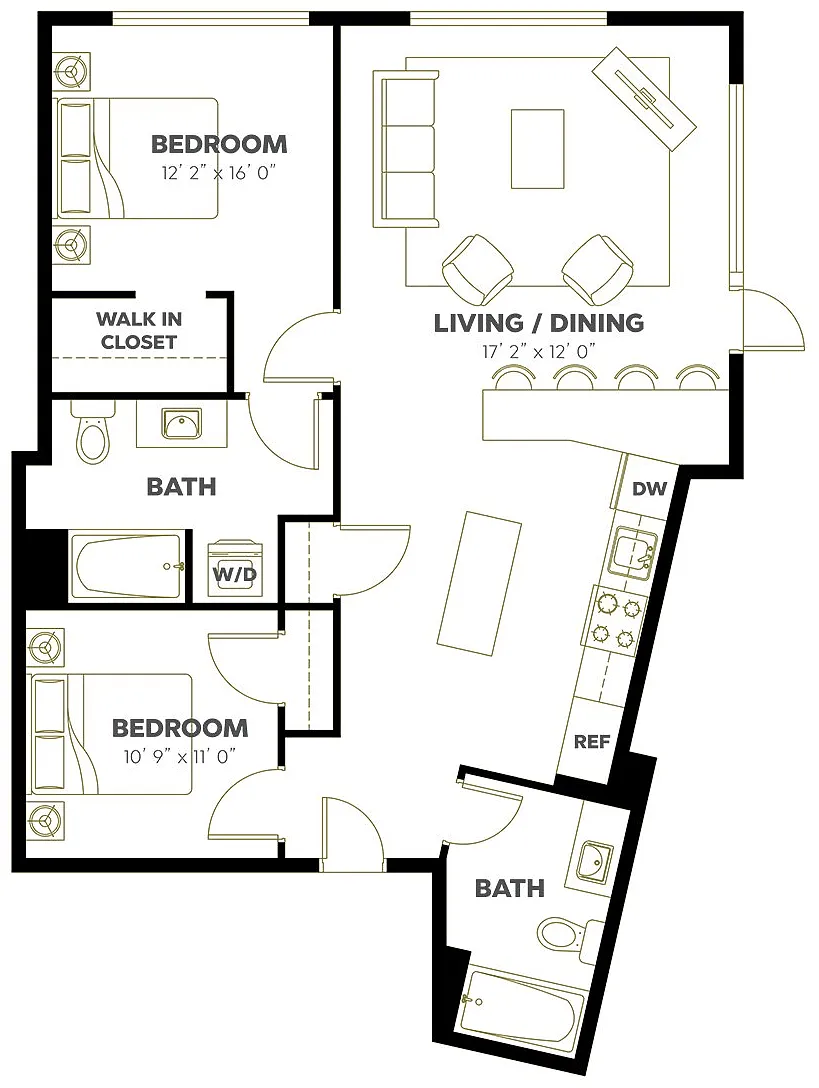 Floor plan Open 2x2 D7