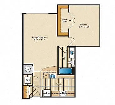 Floor plan One Bedroom/One Bath - 1A