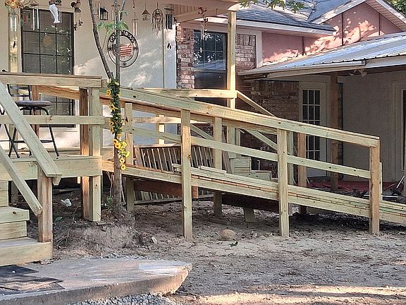 Front deck and dogwood tree