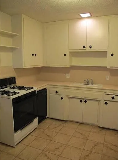 Kitchen with Gas Range, Refridgerator, Microwave and Dishwas