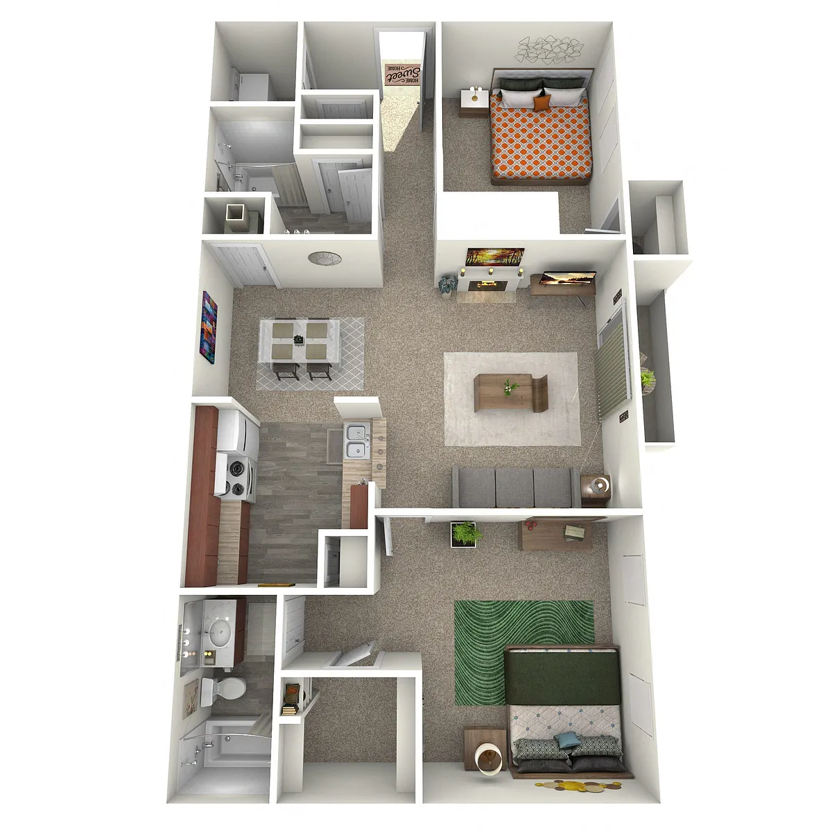 Floor plan Midtown - 2 Bed 2 Bath