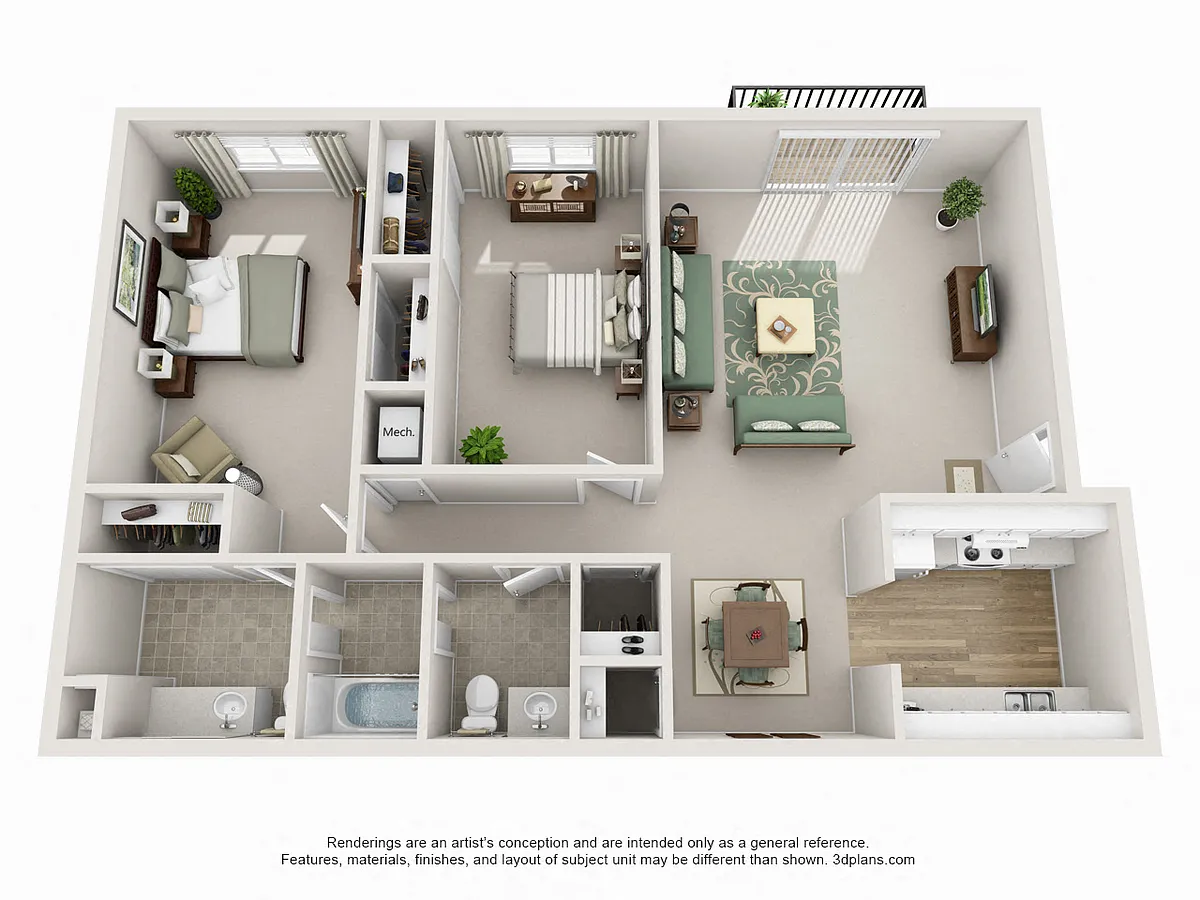 Floor plan 2 Bedroom 1.5 Bathroom