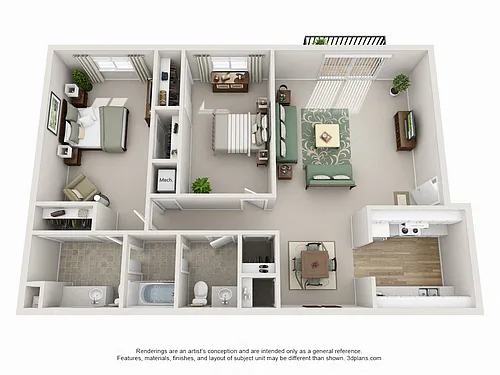 Floor plan 2 Bedroom 1.5 Bathroom