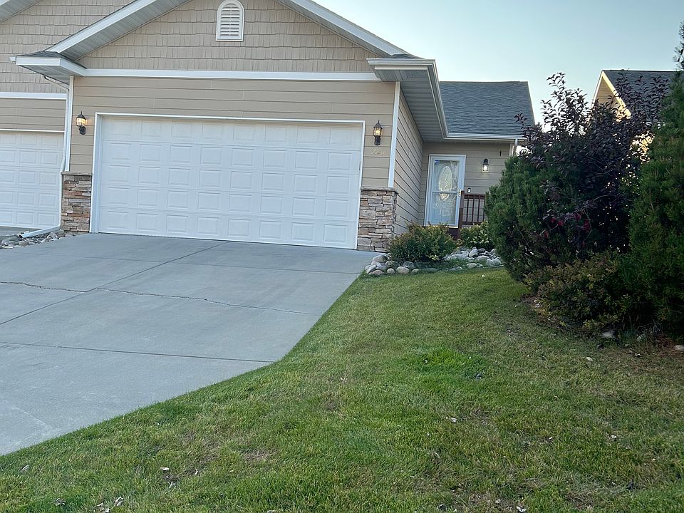 Front view of townhouse double care garage
