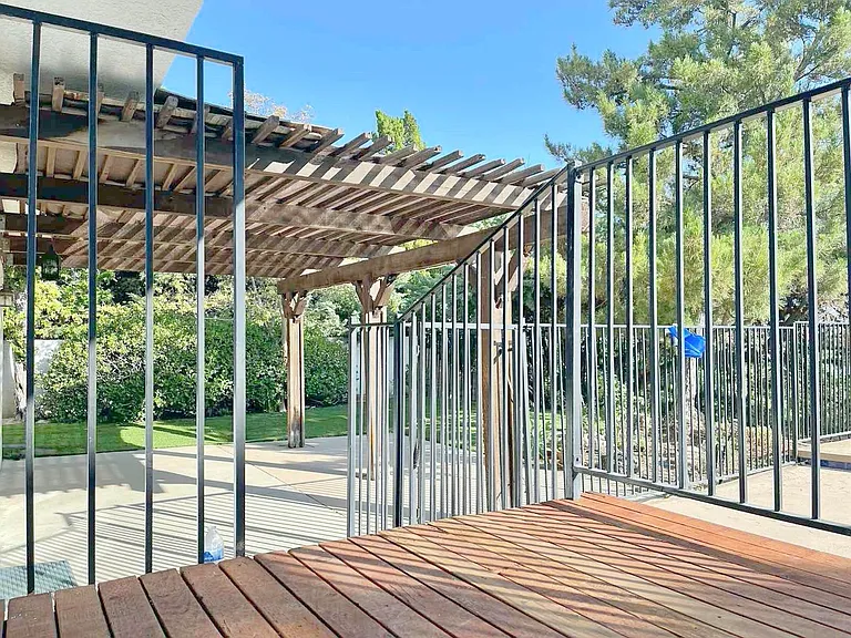Pergola shaded area from wooden deck