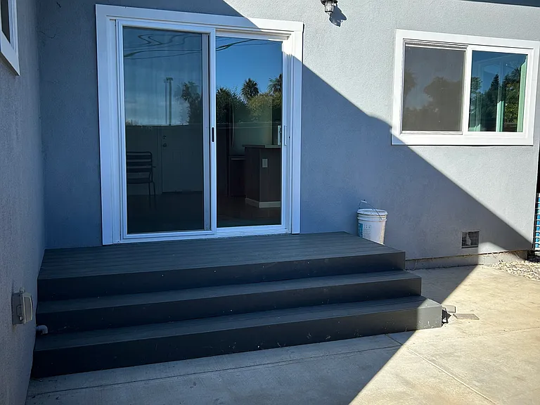 Sliding door, deck and patio area