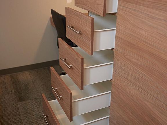 Each room has extensive storage provided