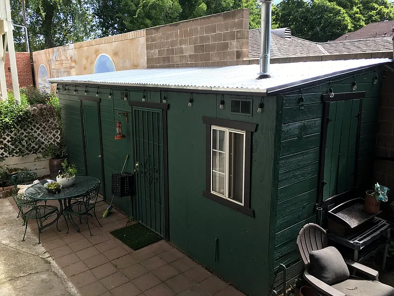 Washer/Dryer/Storage shed and yard area