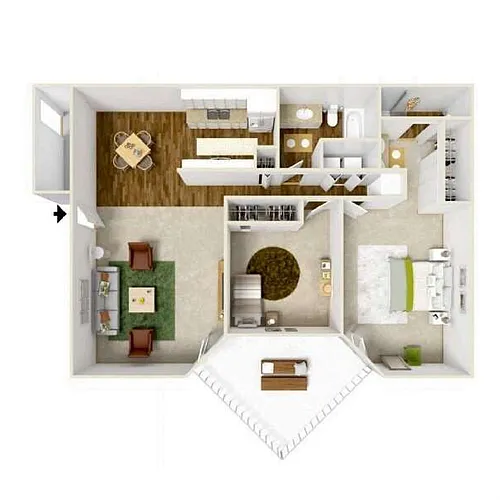 Floor plan Two Bedroom Two Bath