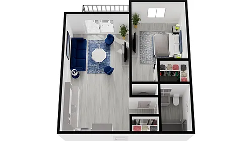 Floor plan 1 Bedroom/1 Bath