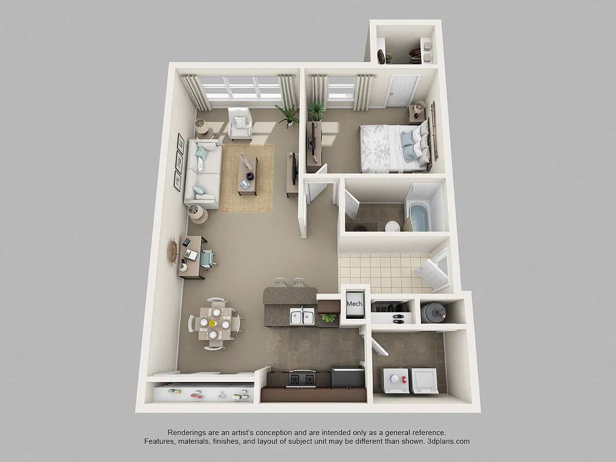 Floor plan One Bedroom One Bath