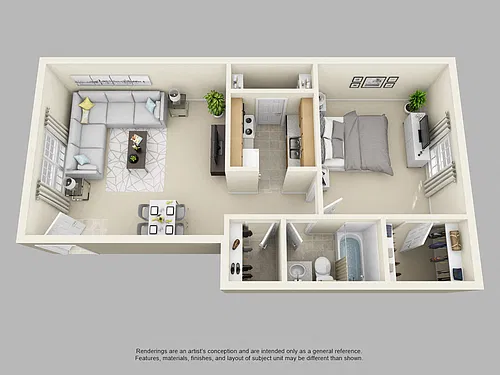 Floor plan 1 Bed 1 Bath