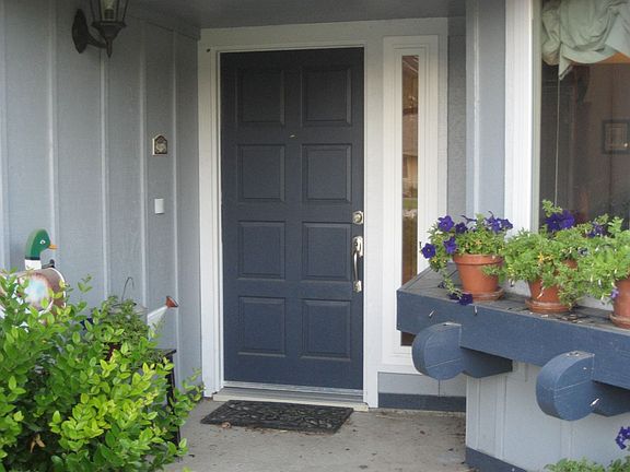 Inviting front door and house colors