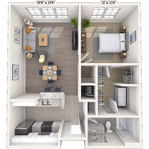 Floor plan Traditional 1x1 794 SF